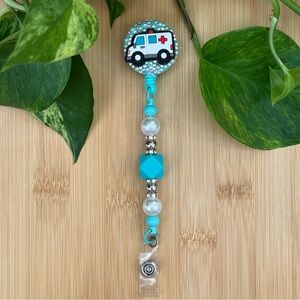 💉✨ Medical-Themed Bling & Silicone Beaded Retractable ID Badge Holder 🩺